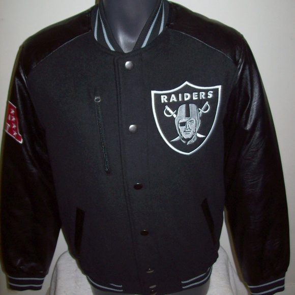 Oakland RAIDERS Wool & Faux Leather Jacket - Picture 2 of 7